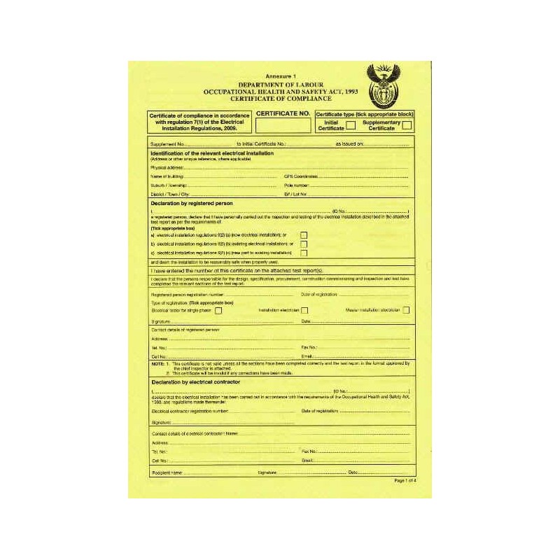 certificate of compliance